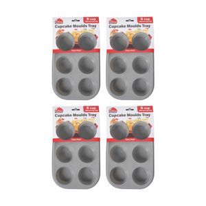 4x Culinary Kitchen Non-Stick Silicone Cupcake Muffin Mould Rack Tray 6 Cup