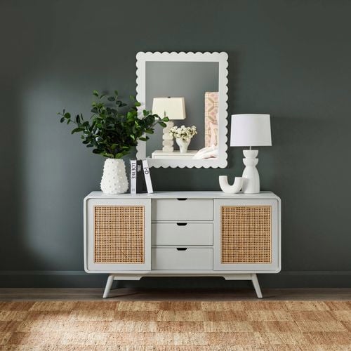 Porter's
  Paints Revive Furniture Paint in colour Salt Wattle. Wall in Eggshell Finish
  in colour Highlands. 