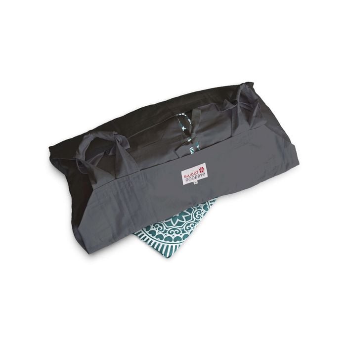 Sweet Goodbye COCOON - Soft Pet Casket - Burial & Cremation Ceremony Kit (Classic Cotton) | Black/Teal, Small