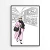 Black and White Fashion Store with Pink Girl Print 100% Australian Made 90x120cm (Poster)