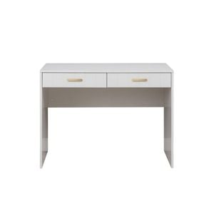 European Cabinetry White VJ Panel Oval Brass Handles Odessa Desk