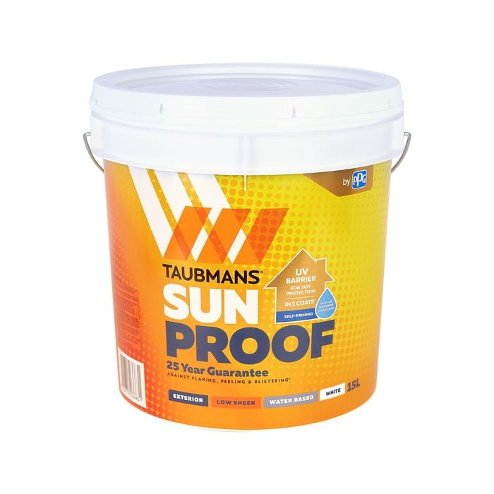 Taubmans 15L White Low Sheen Sunproof Exterior Paint