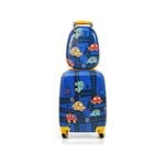 Costway Kids 18" Luggage + 13" Backpack Travel Trolley Suitcase Set Car Pattern