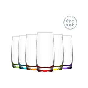 LAV Adora Highball Cocktail Glasses - 390ml - Rainbow - Pack of 6 Multicoloured Glasses