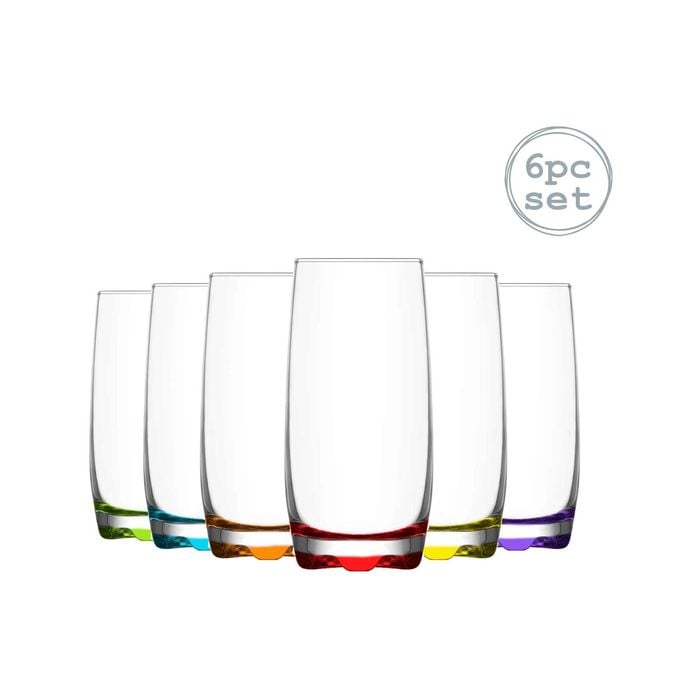 LAV Adora Highball Cocktail Glasses - 390ml - Rainbow - Pack of 6 Multicoloured Glasses
