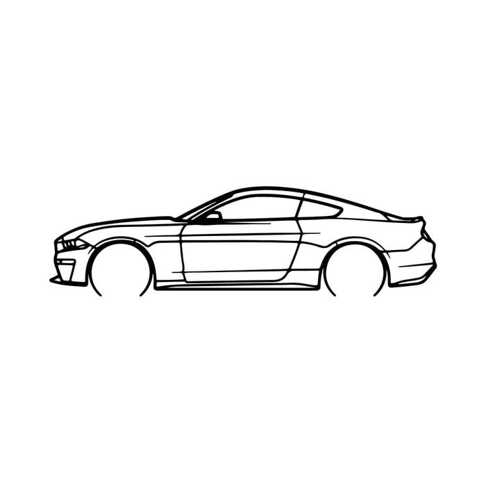 Ignite Laser Ford 2020 Mustang Silhouette Metal Wall Art Coated Black 15.7inch/40cm