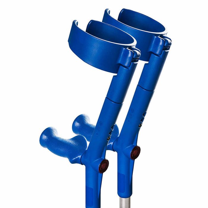 Forearm Crutches with Safety Cuff & Hinge, Lightweight & Adjustable - Blue