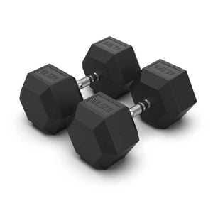 2 Pack of 42.55kg Dumbell - Total 85kg Hex Rubber Coat Iron Dumbells