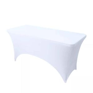 Just Party Linen 4ft Rectangular Lycra/Spandex Tablecloth - White 1.2m