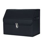 SOGA Leather Car Boot Collapsible Foldable Trunk Cargo Organizer Portable Storage Box - Black Small