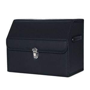 SOGA Leather Car Boot Collapsible Foldable Trunk Cargo Organizer Portable Storage Box - Black Small
