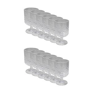 12x Partyware Reusable Embossed Wine Glass Tableware 130ml Clear Assorted