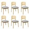 Levede 6Pcs Rattan Back Fabric Seat dining Chair - Natural