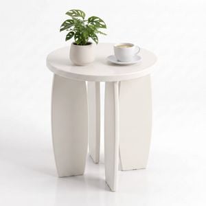 Artiss Round End Table Coffee Table Cream white