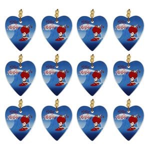 12x LVD Hanging Heart Surfing Santa Sack Decorative Sculpture Home/Lounge Decor