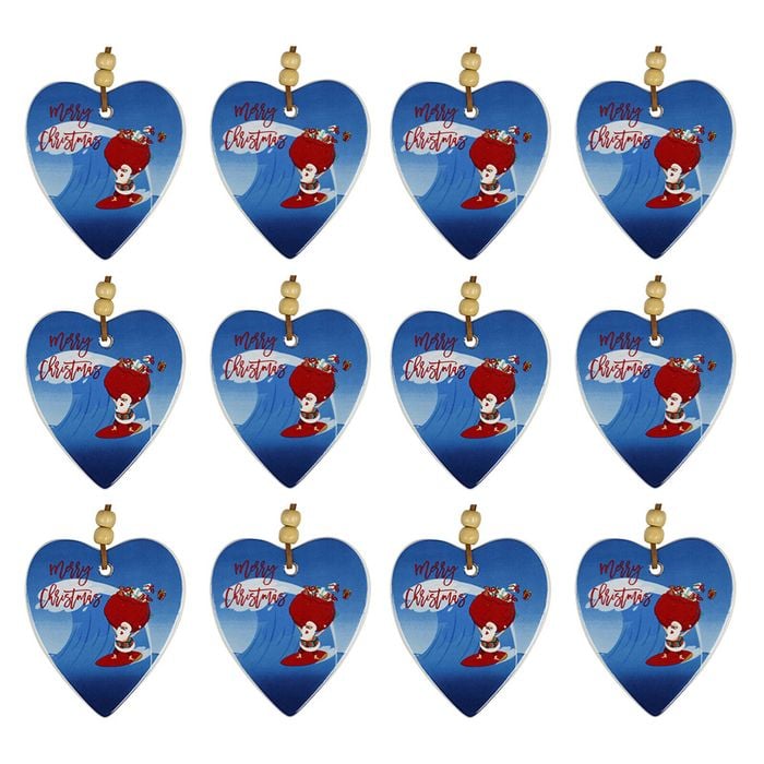 12x LVD Hanging Heart Surfing Santa Sack Decorative Sculpture Home/Lounge Decor