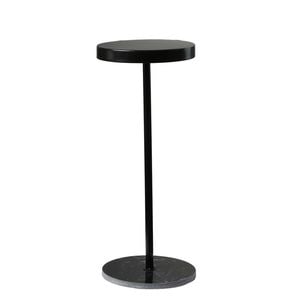 Levede 24x24cm Round Side Table Marble Base Steel Frame in Black Colour