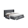 Artiss King Size Bed Frame Base Mattress With Storage Drawer Fabric MILA Grey