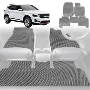 6D Diamond Car Floor Mats for Kia Seltos 2019-Current-Full Set-Grey-Outback GT