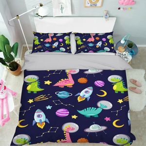 3D Rocket Dinosaur 342 Bed Pillowcases Quilt King Single Size