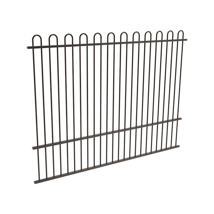 ProtectorAl 1201 - 2399 x 1800mm Black Aluminium Loop Top Pool Fence Panel With Mid Rail