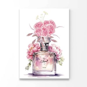 Pink Perfume and Flowers Print 100% Australian Made 50x75cm (Stretched Canvas)