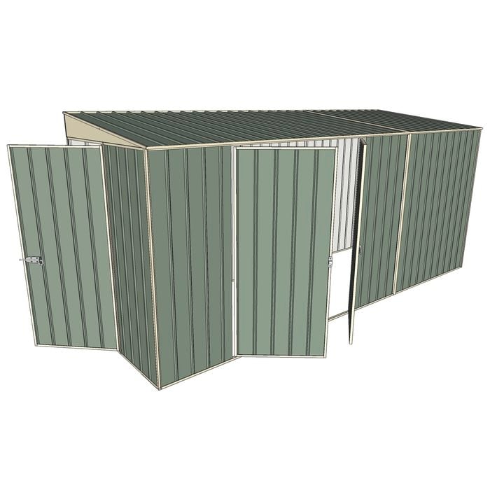 Build-a-Shed 1.5 x 4.5 x 2m Hinged Door Tunnel Shed With Hinged Side Door - Green