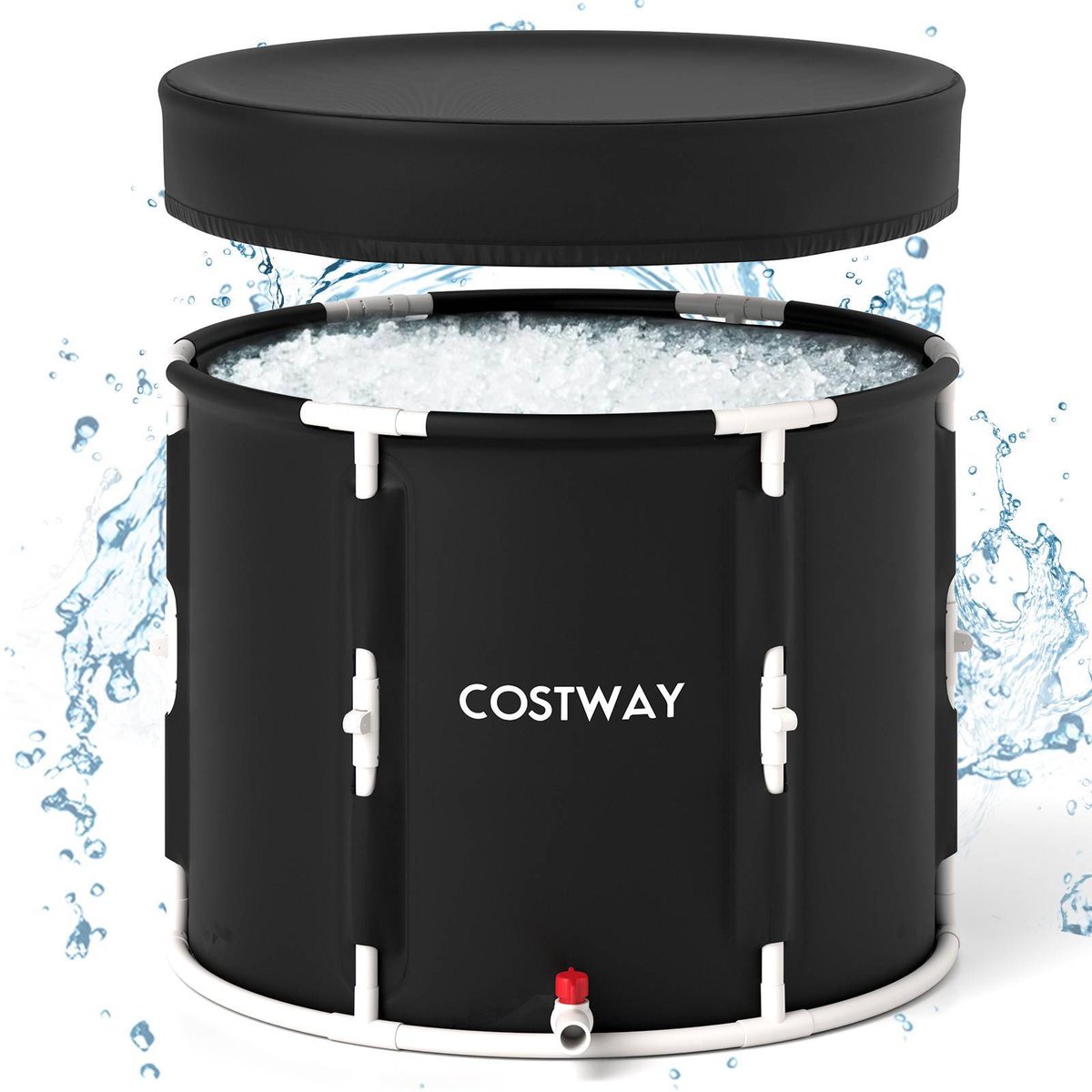 Costway Foldable Ice Bath Tub 250L Outdoor Therapy Soaking Tub Recovery ...