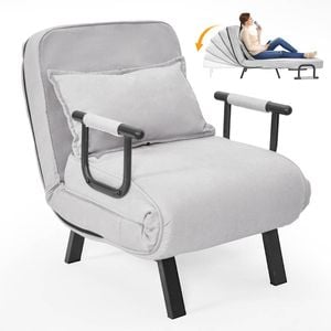 3-in-1 Convertible Sofa Bed Single Chaise Lounge Couch 6-angle Adjustable Backrest