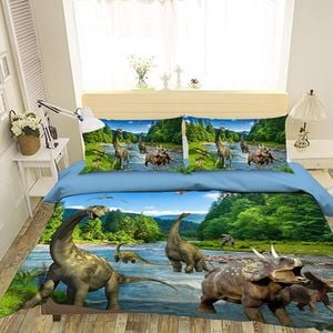 3D Dinosaur River 082 Bedding Set Pillowcases Quilt Duvet Cover Set Queen King