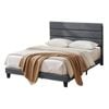 Artiss Queen Bed Frame Geometric Headboard Charcoal Grey Linen