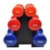 3kg + 5kg + 7kg Total 30kg With 1 Free Rack - 3 Pairs PVC Dumbbell Set Weight