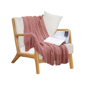 SOGA Pink Diamond Knitted Throw Blanket 130x170cm