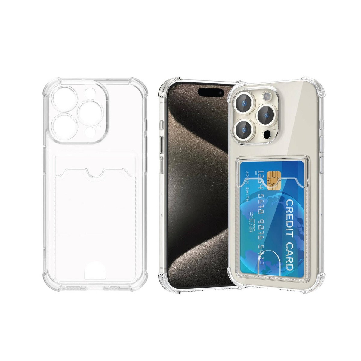 RIERBUBU Compatible With IPhone 15 Pro Max Case With Card Holder, Wallet Case Clear Slim Soft Protective Cover Shockproof Anti-Scratch Phone Card Case For IPhone 15 Pro Max