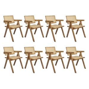 Levede 8pcs Solid Wood Dining Chairs - Natural