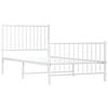 vidaXL Metal Bed Frame with Headboard and Footboard White 92x187 cm Single Size