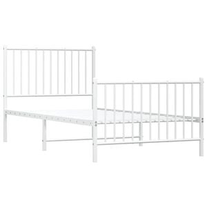 vidaXL Metal Bed Frame with Headboard and Footboard White 92x187 cm Single Size