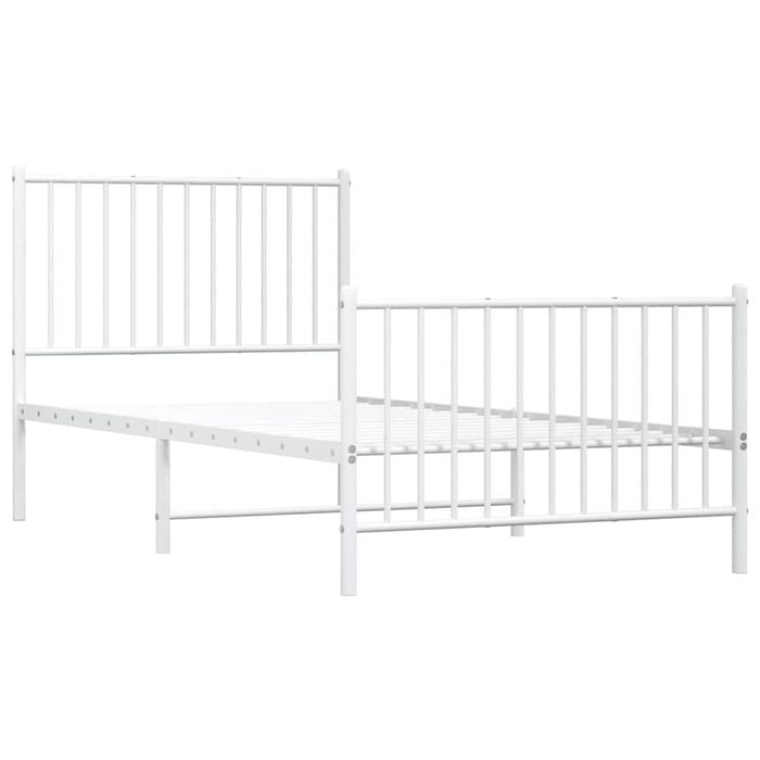 vidaXL Metal Bed Frame with Headboard and Footboard White 92x187 cm Single Size