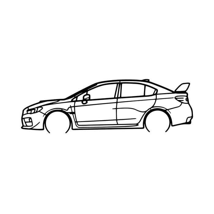 Ignite Laser Subaru 2015 Impreza WRX Sti Silhouette Metal Wall Art Coated Black 23.6inch/60cm