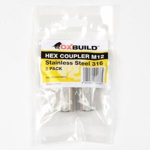 Oxbuild M12 316 Stainless Steel Hex Coupler - 2 Pack