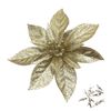 Catzon 12 Pcs Glitter Christmas Flowers with Clips Artificial Poinsettia-LightGold