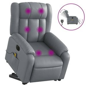 vidaXL Electric Stand up Massage Recliner Chair Armchair Grey Faux Leather