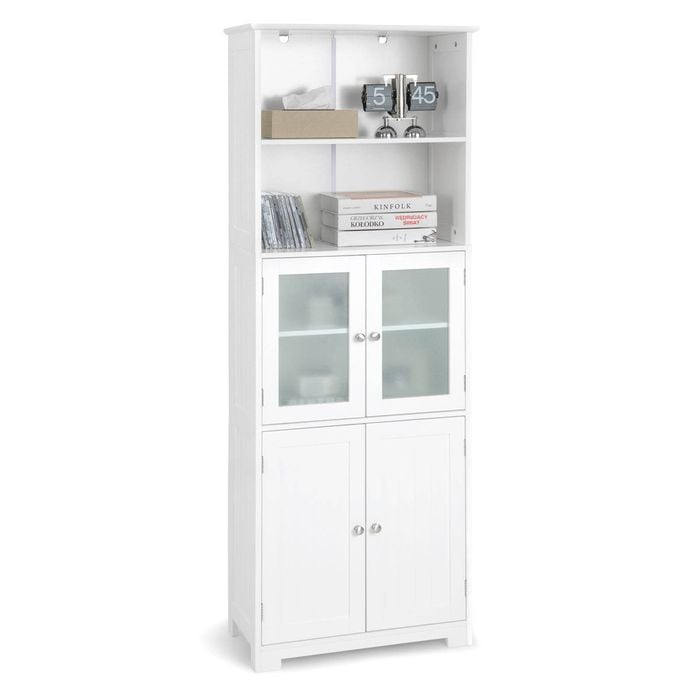 Costway 163cm Tall Storage Cabinet Kitchen Pantry Cupboard Sideboard White