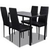 vidaXL Dining Furniture Set 5 pcs Black Home Kitchen Dinner Room Table Chairs