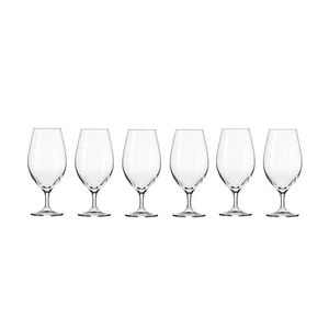 6pc Krosno Harmony Stemmed 400ml Beer Glasses Set - Clear