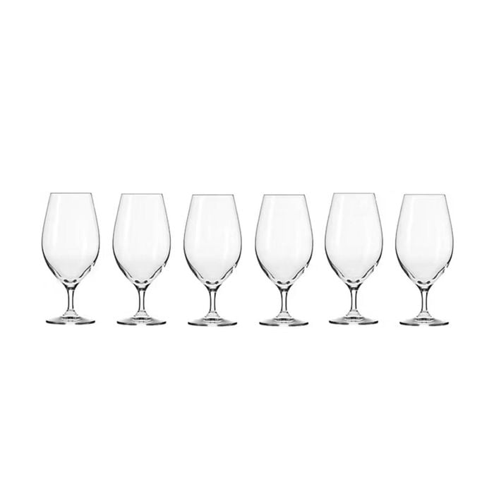 6pc Krosno Harmony Stemmed 400ml Beer Glasses Set - Clear