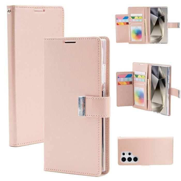 Goospery Rich Diary For Galaxy S24 Ultra - Rose Gold