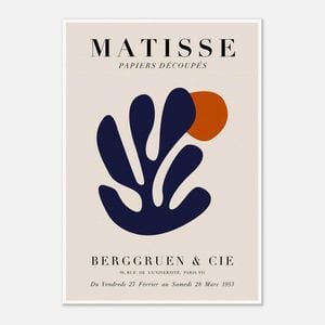 Galrie Elegant Papiers Découpés Matisse Print Navy Blue Coral for Sophisticated Décor, Poster Only, A3 30 x 42cm (12 x 16inch)