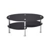 Costway 3-tier Glass Coffee Table Steel Frame Black
