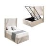 Elegant Collections Queen Beige Allure Velvet Gas Lift Bed